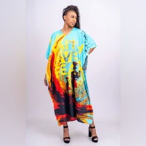 Vibrant Multicolor “Faith Over Fear” Kaftan